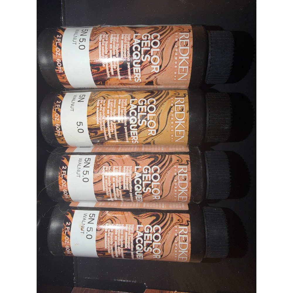 Redken Color Gels Lacquers 5N 5.0 Walnut Permanent Liquid Hair Color Lot of 4